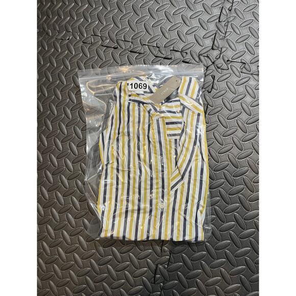 NWT J Crew Striped Classic Fit Boy Shirt Button Top Blue Yellow White Women’s 2 - Picture 7 of 7